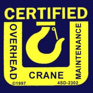 Certified Overhead Crane Maintenance Hard Hat Decal